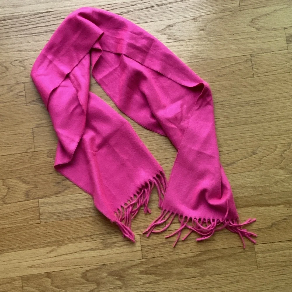 Bright Pink Fringed Scarf - Picture 2 of 4